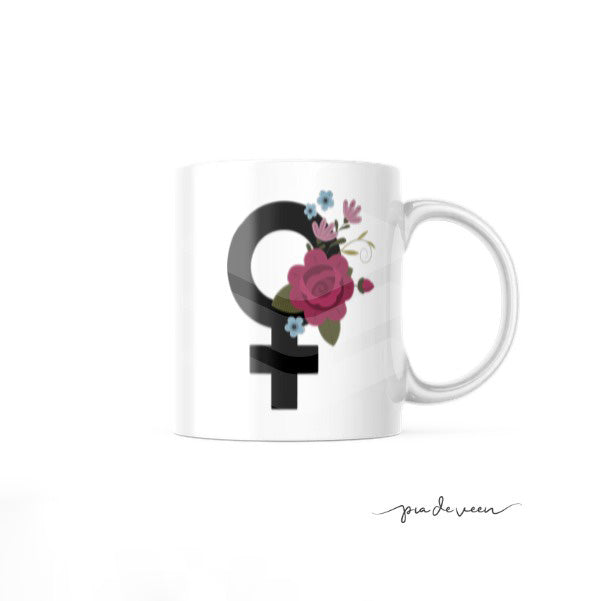 Mugg - Kvinnotecken med blommor