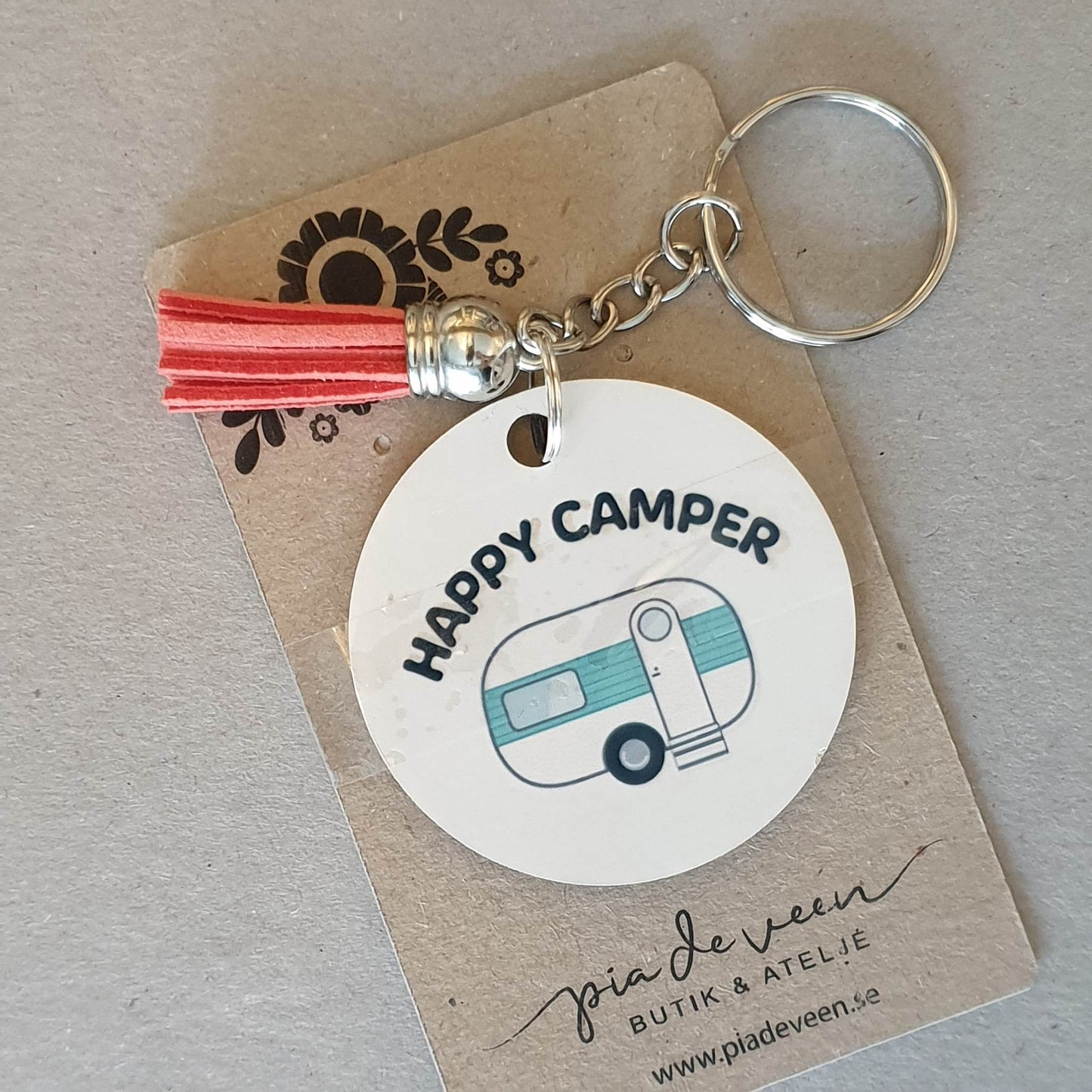 Rund nyckelring-Happy camper