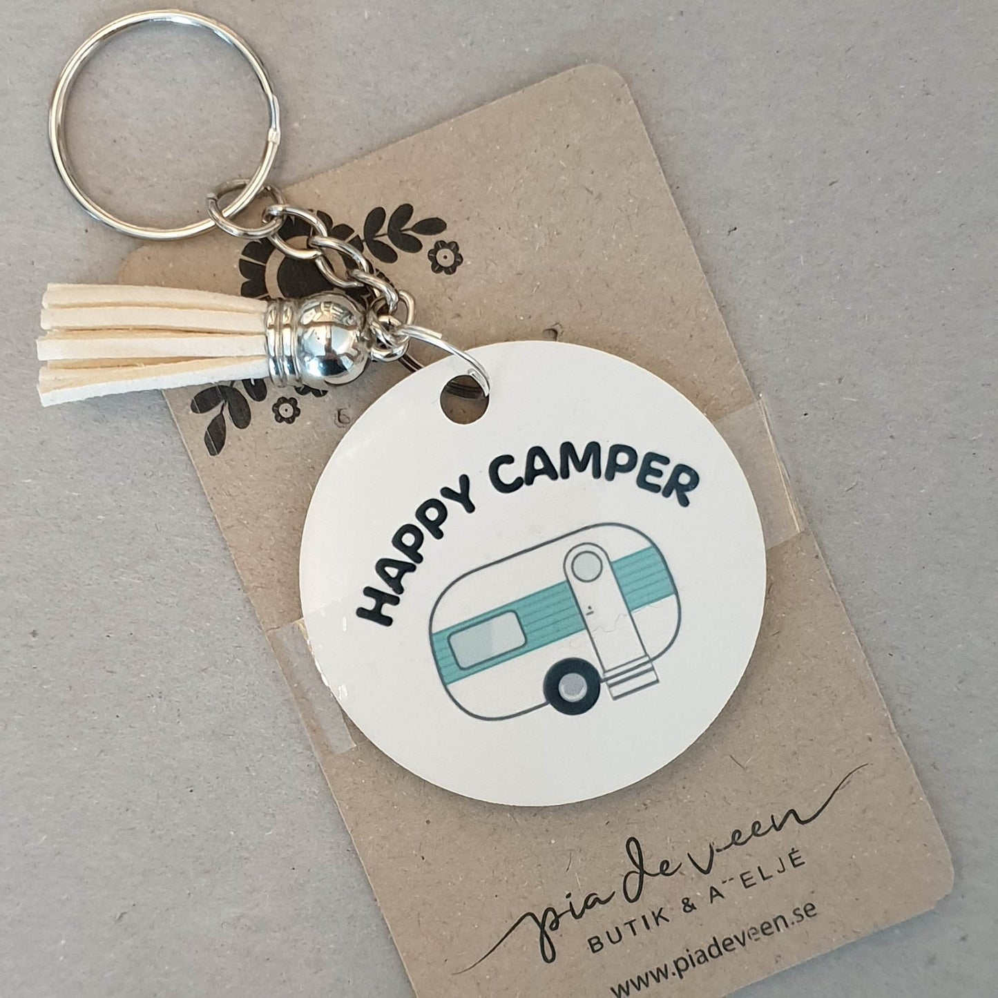 Rund nyckelring-Happy camper
