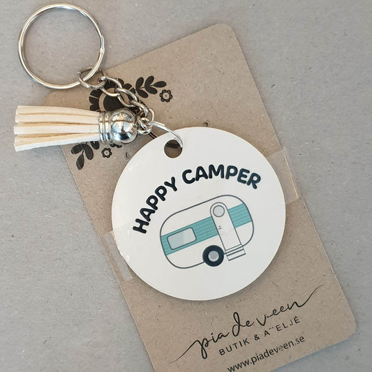 Rund nyckelring-Happy camper