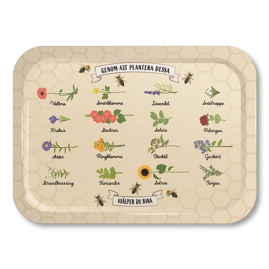 frukostbricka, blommor-och-bin, blommor, blommigt, hjälper-bina, örter, trädgård bricka piadeveen deveendesign 