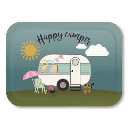Happy-camper husvagn parasoll solrosor camping frukostbricka bricka semester husvagns-semester sol-och-bad grill solstol piadeveen deveendesign