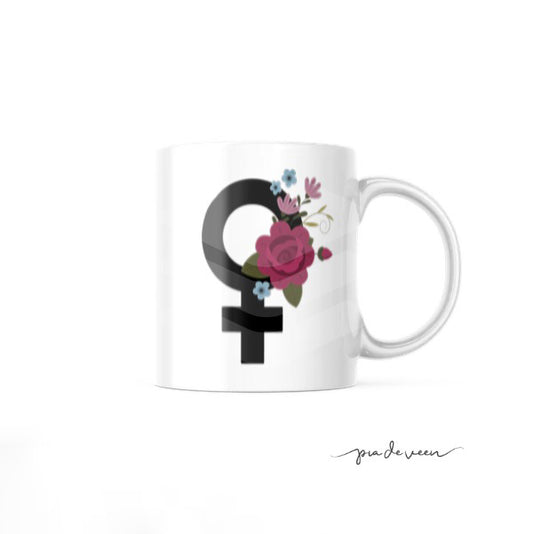 Mugg - Kvinnotecken med blommor